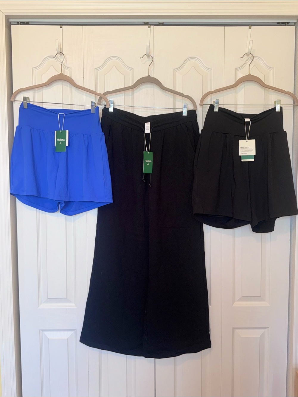 Halara Blue & Black Athletic Shorts + Black linen pants Bundle